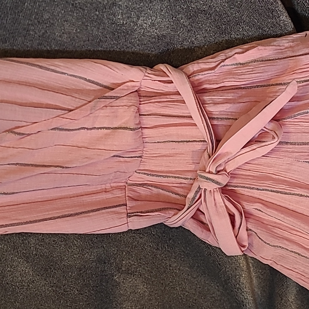 Julie Brown Pink Striped Lined Wide Leg Cropped Jumpsuit Size 0